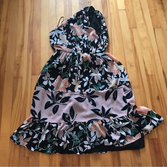 Ann Taylor Loft Wild Orchid Mixed Floral One Shoulder Dress - Picture 3 of 8